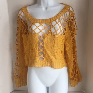 crochet mustard yellow top small